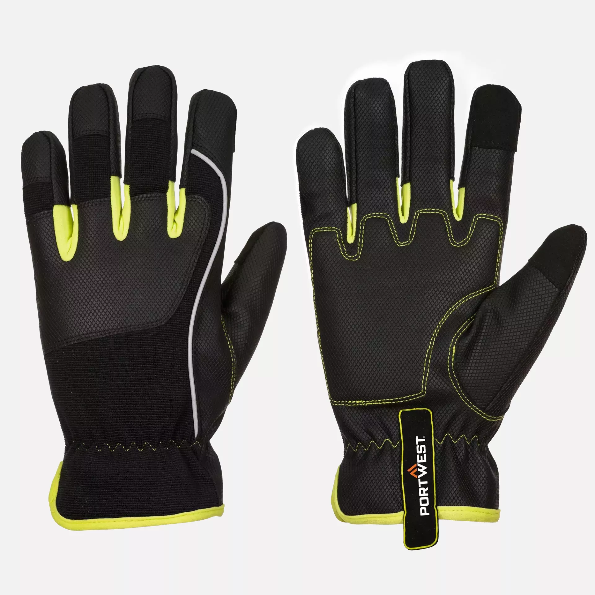 Portwest A771BKY, PW3 Tradesman Glove, Black/Yellow, image 2
