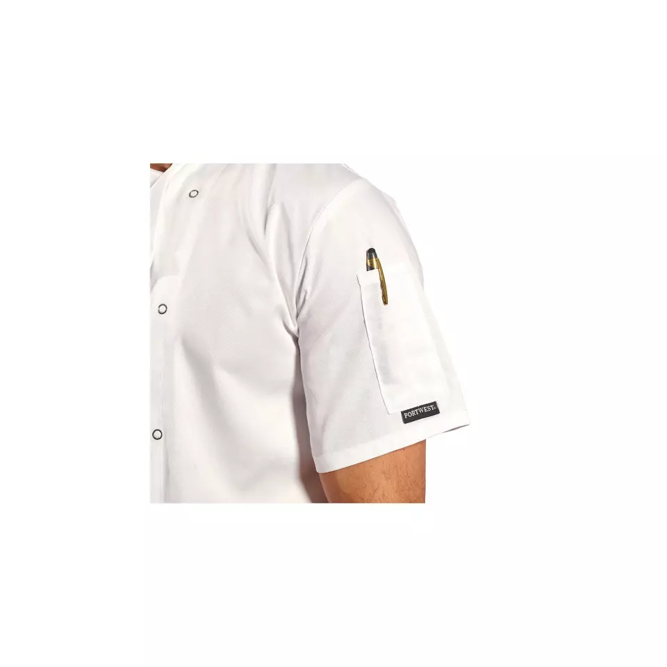 Portwest C733WHR, Chef's Cumbria Jacket S/S, White, image 5, gallery thumbnail
