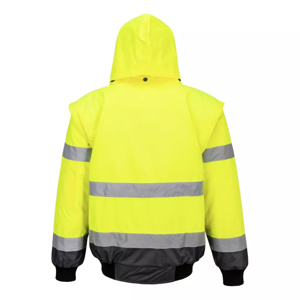 Portwest C465YGY, Hi-Vis 3-in-1 Contrast Bomber Jacket, Yellow/Grey, image 2, gallery thumbnail