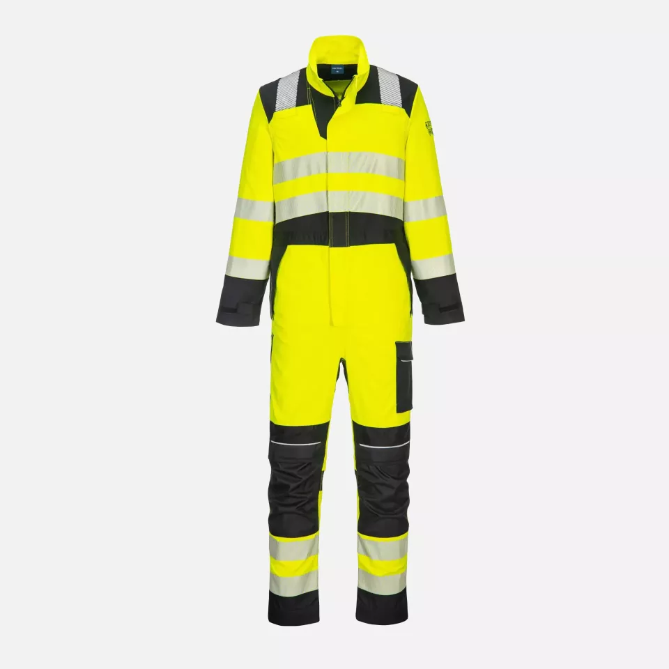 Portwest FR507YBR, PW3 FR Modaflame Hi-Vis Coverall, Yellow/Black, image 1, gallery thumbnail