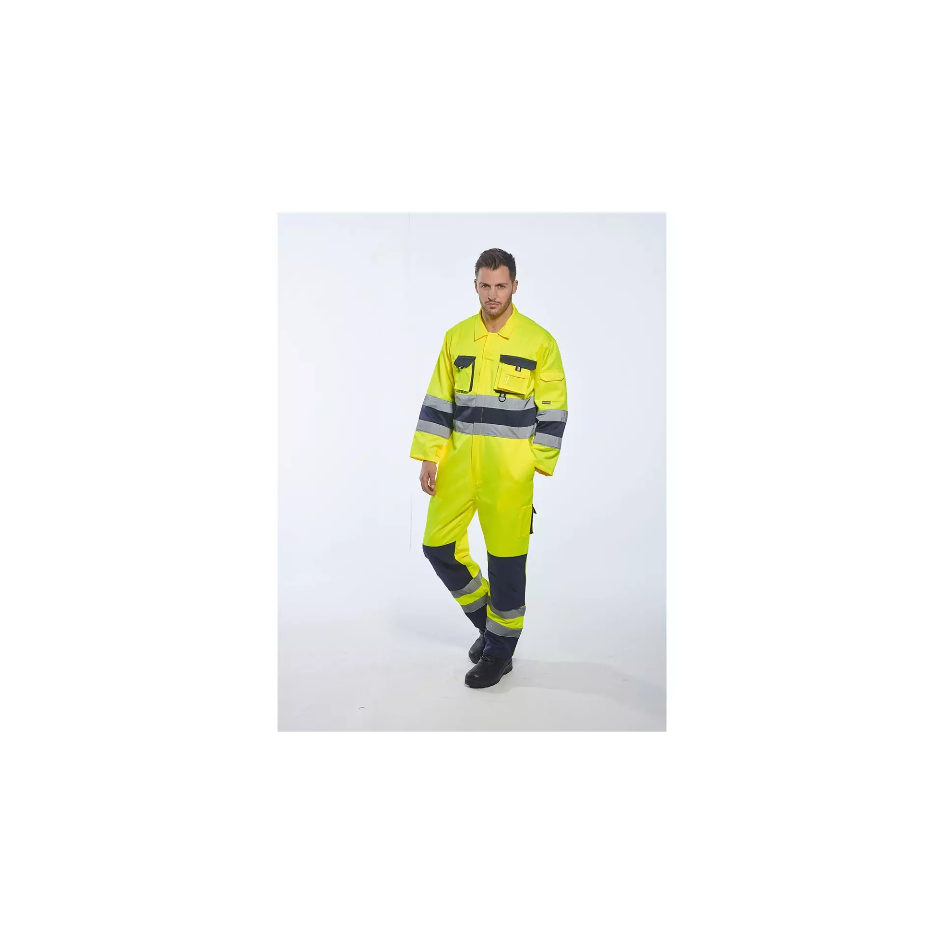 Portwest TX55YNR, Nantes Hi-Vis Contrast Work Coverall, Yellow/Navy, image 8