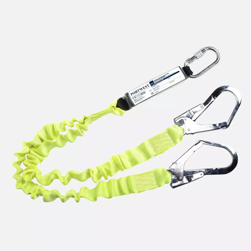 Portwest FP52YER, Double Elasticated 1.8m Lanyard With Shock Absorber, Yellow, image 1, gallery thumbnail