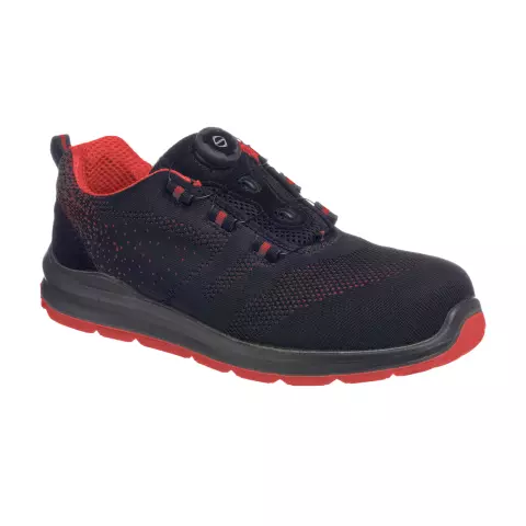 Portwest Composite Wire Lace Safety Trainer Knit S1P, Black/Red
