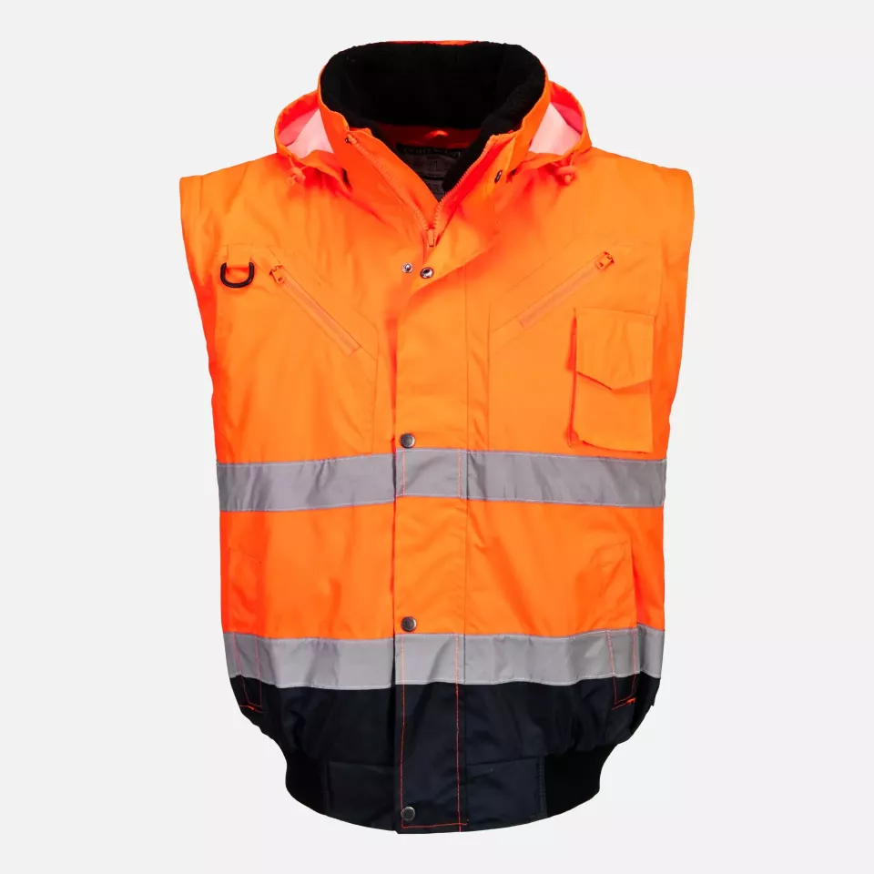Portwest C465ONR, Hi-Vis 3-in-1 Contrast Bomber Jacket, Orange/Navy, image 5, gallery thumbnail
