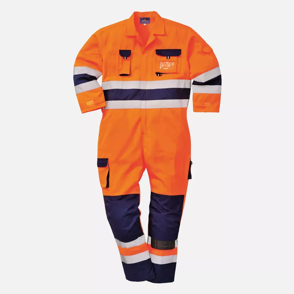 Portwest TX55ONR, Nantes Hi-Vis Contrast Work Coverall, Orange/Navy, image 3, gallery thumbnail