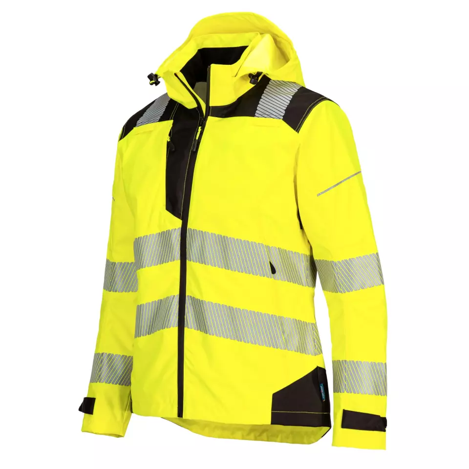 Portwest PW389YBR, PW3 Hi-Vis Women's Rain Jacket, Yellow/Black, image 3, gallery thumbnail
