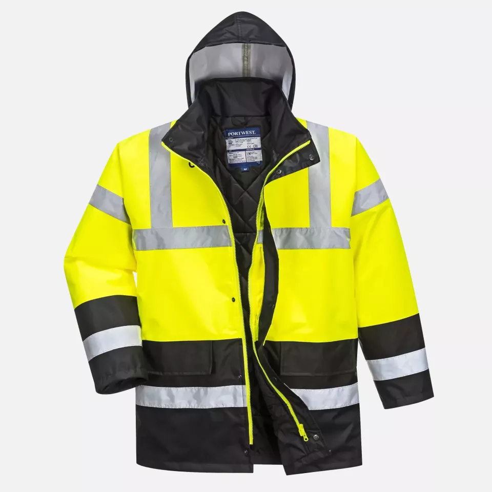 Portwest S466YBR, Hi-Vis Contrast Winter Traffic Jacket, Yellow/Black, image 1, gallery thumbnail