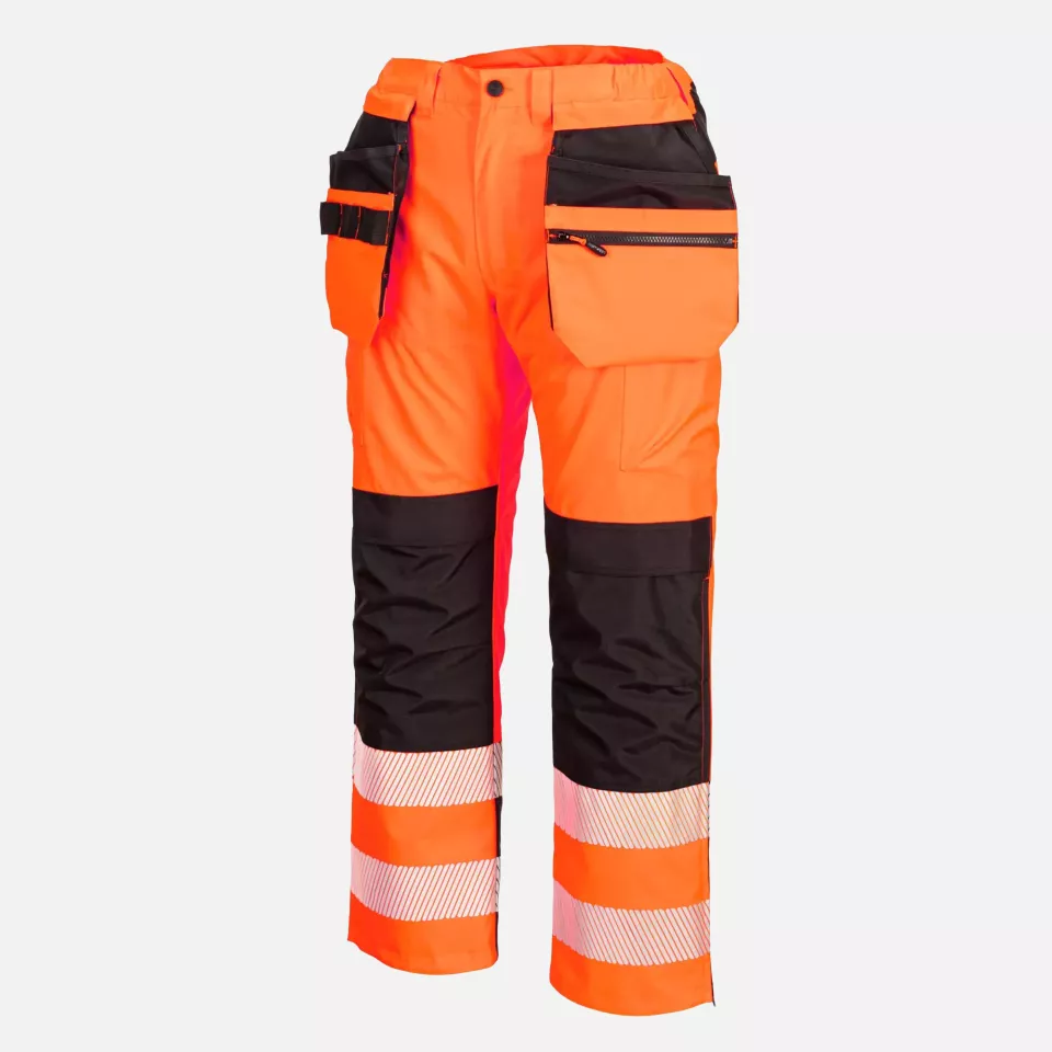 Portwest PW356OBR, PW3 Hi-Vis Rain Trousers, Orange/Black, image 4, gallery thumbnail