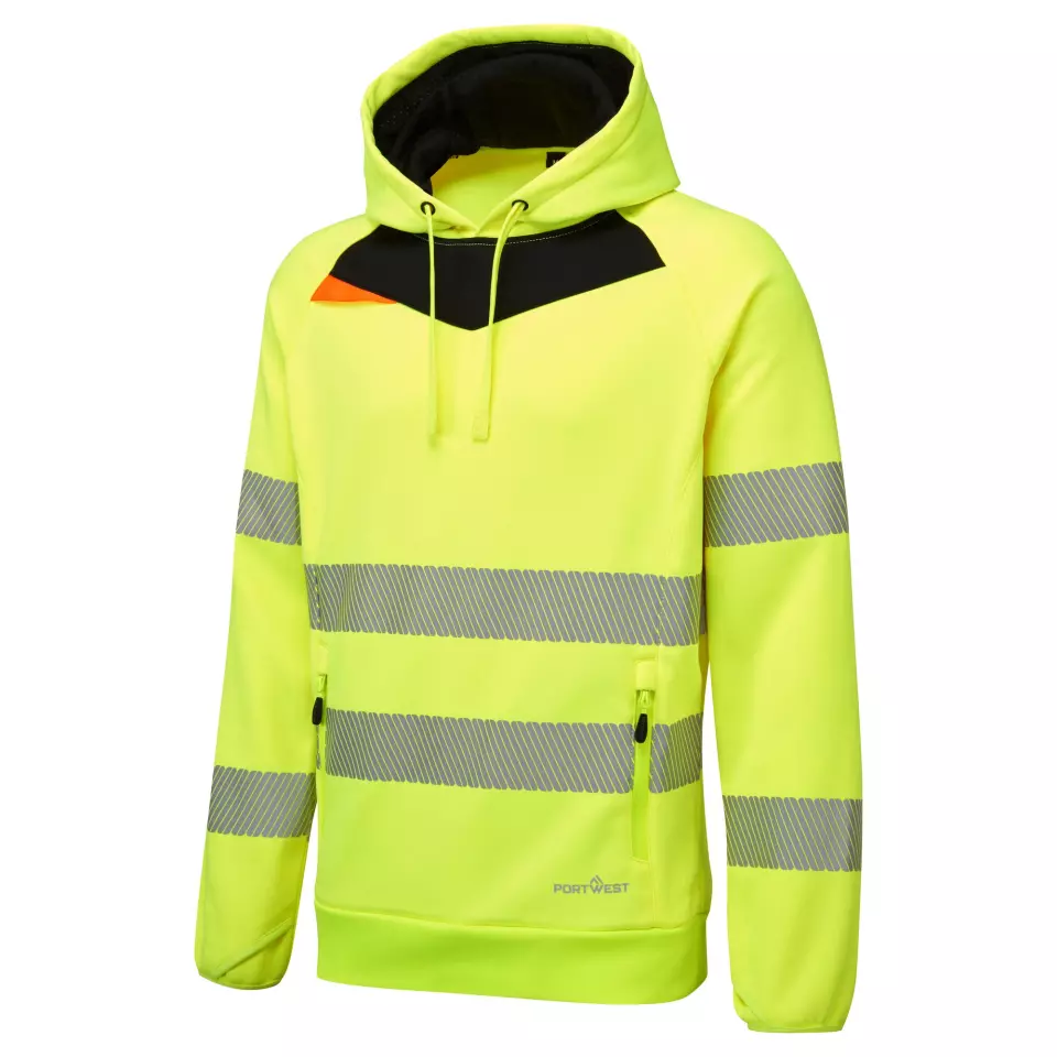 Portwest DX483YBR, DX4 Hi-Vis Kapuzenpullover, Gelb/Schwarz, image 4, gallery thumbnail