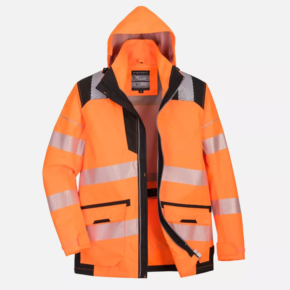 Portwest PW367OBR, PW3 Hi-Vis Breathable 5-in-1 Jacket, Orange/Black, image 1, gallery thumbnail