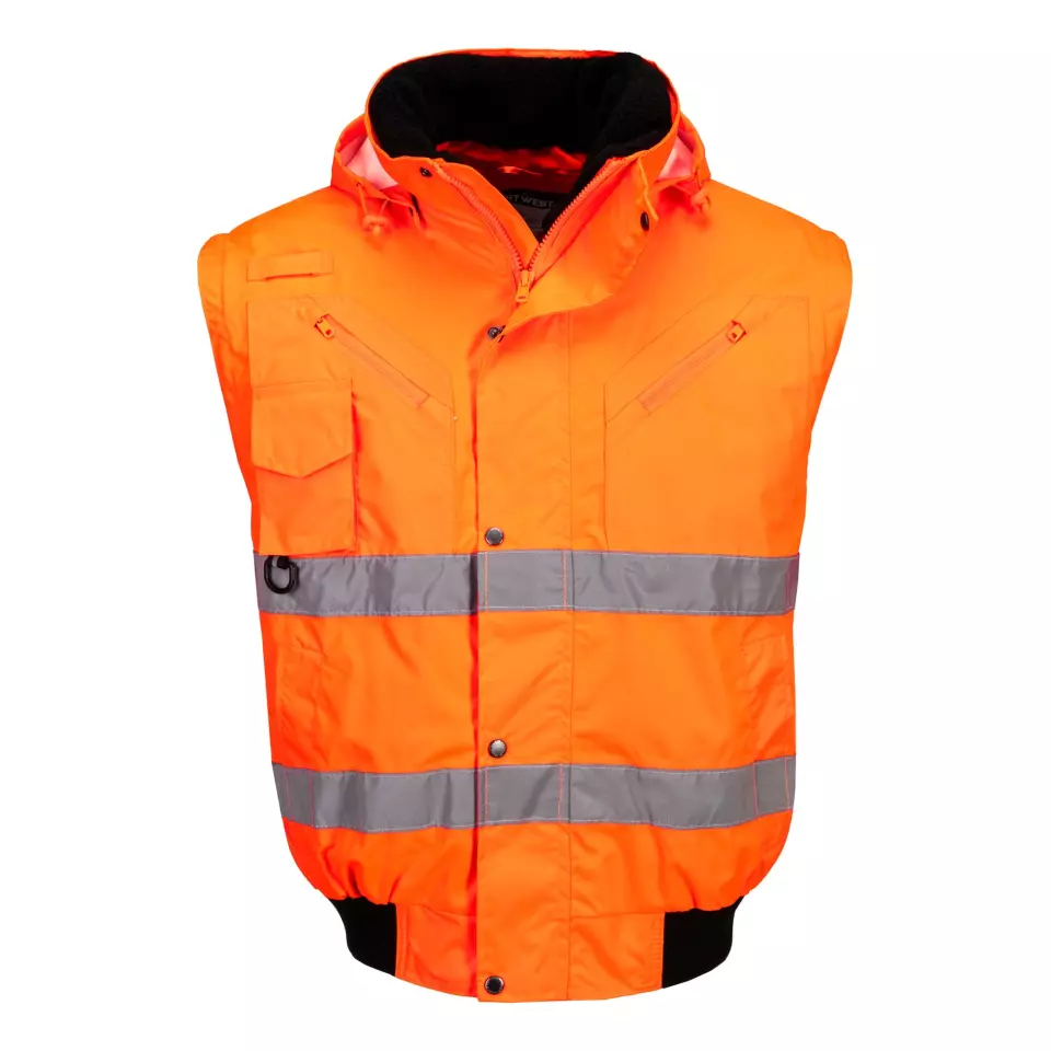 Portwest C467ORR, Hi-Vis 3-in-1 Bomber Jacket, Orange, image 3, gallery thumbnail