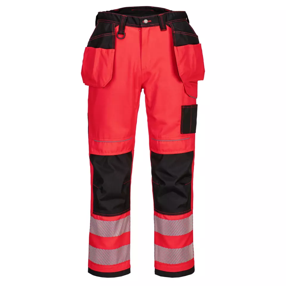 Portwest T501RBK, PW3 Hi-Vis Arbeitshose mit Holstertaschen, Rot/Schwarz, image 1, gallery thumbnail
