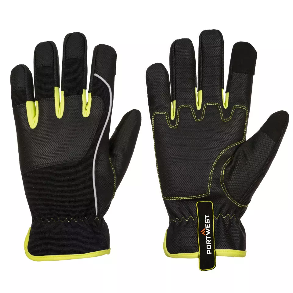 Portwest A771BKY, PW3 Tradesman Glove, Black/Yellow, image 2, gallery thumbnail