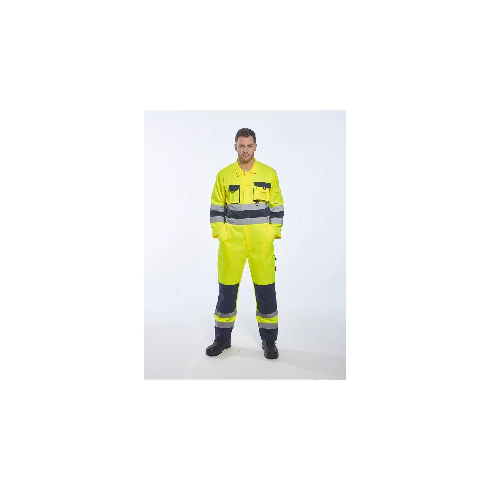Portwest TX55YNR, Nantes Hi-Vis Contrast Work Coverall, Yellow/Navy, image 5