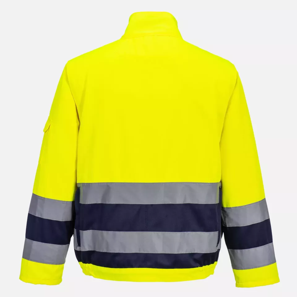 Portwest TX50YNR, Lille Hi-Vis Contrast Bomber Jacket, Yellow/Navy, image 2, gallery thumbnail