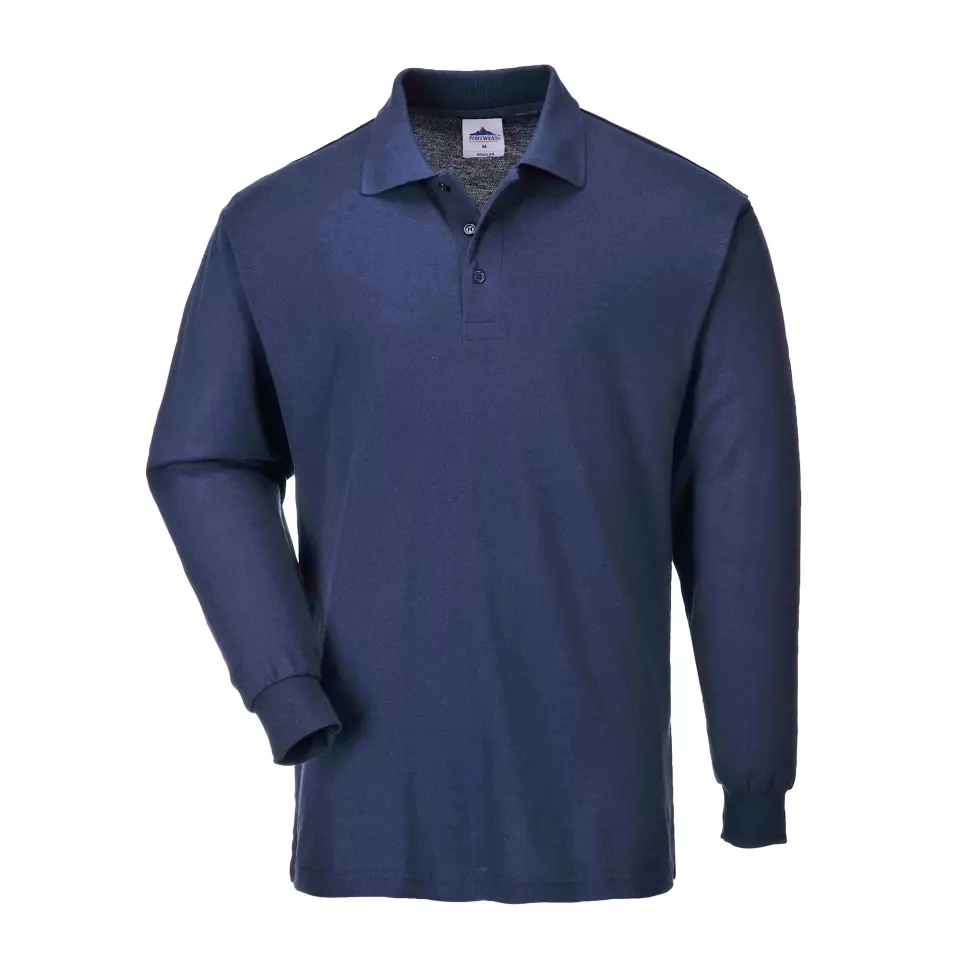 Portwest B212NAR, Genoa Long Sleeved Polo Shirt, Navy, image 1, gallery thumbnail