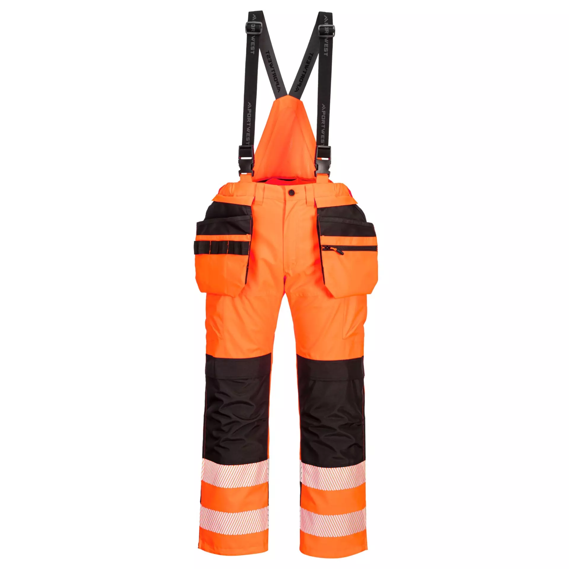 Portwest PW356OBR, PW3 Hi-Vis Rain Trousers, Orange/Black, image 1