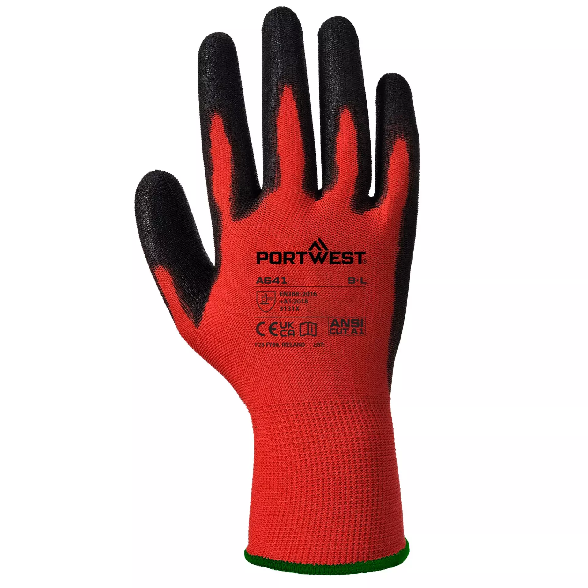 Portwest A641R8R, Red - PU Glove, Red/Black, image 1
