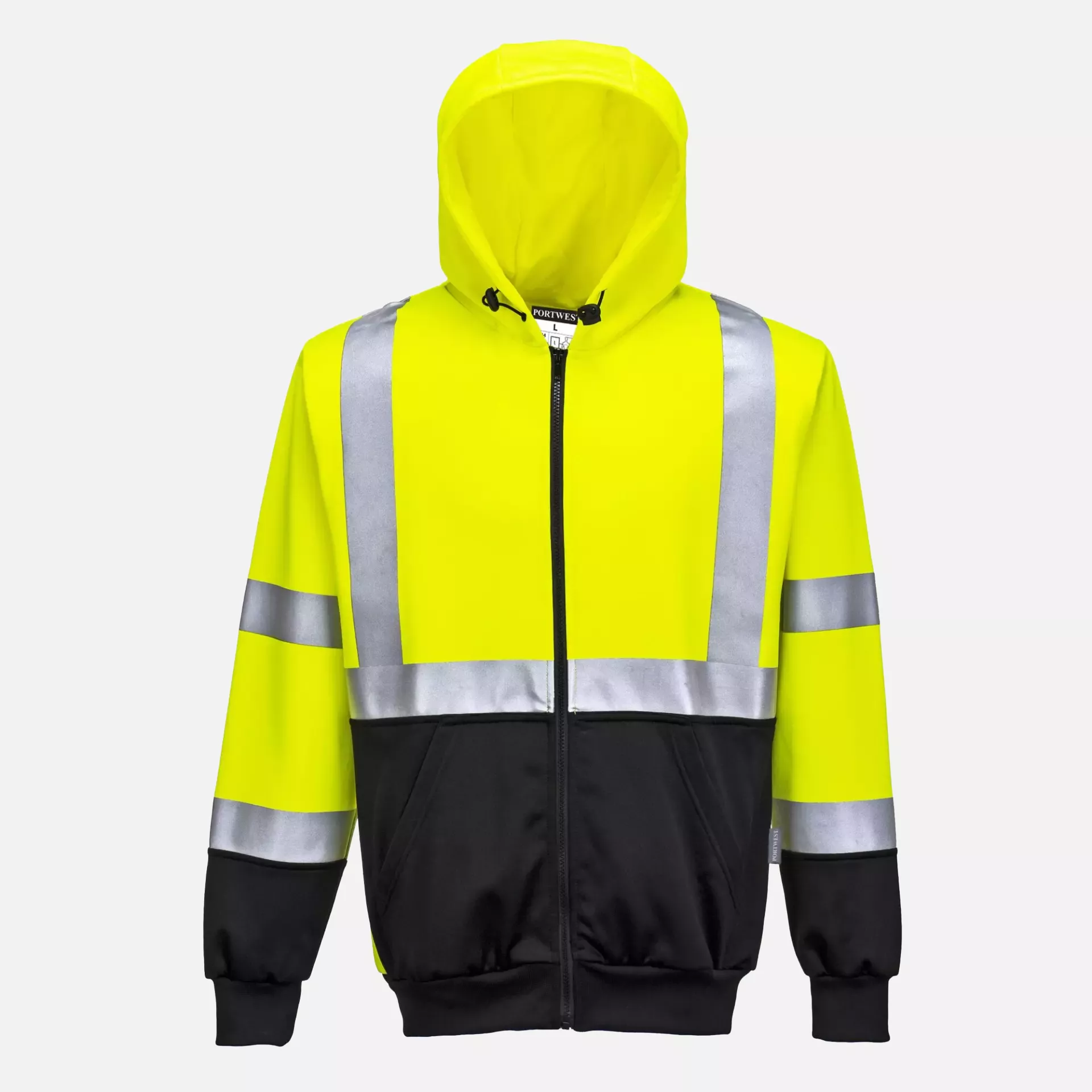 Portwest B315YBR, Hi-Vis Contrast Zipped Hoodie, Yellow/Black, image 1
