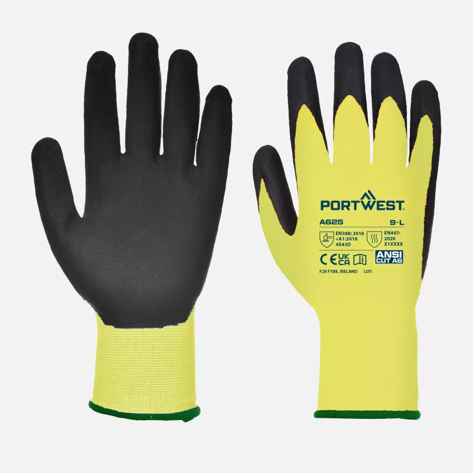 Portwest A625Y8R, Cut D13 PU Viz-Tex Glove, Yellow/Black, image 3, gallery thumbnail