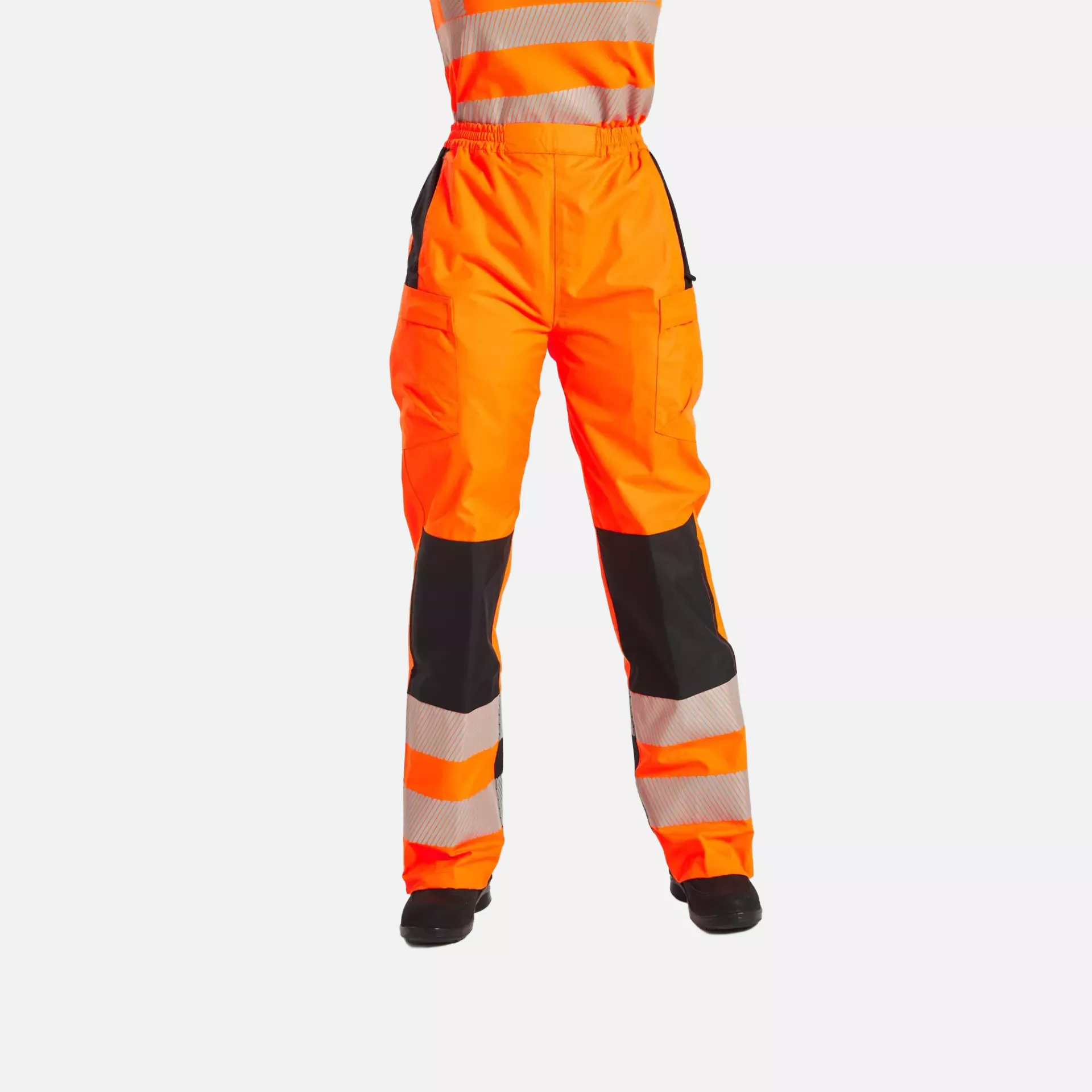 Portwest PW386OBR, PW3 Hi-Vis Women's Rain Trousers, Orange/Black, image 5
