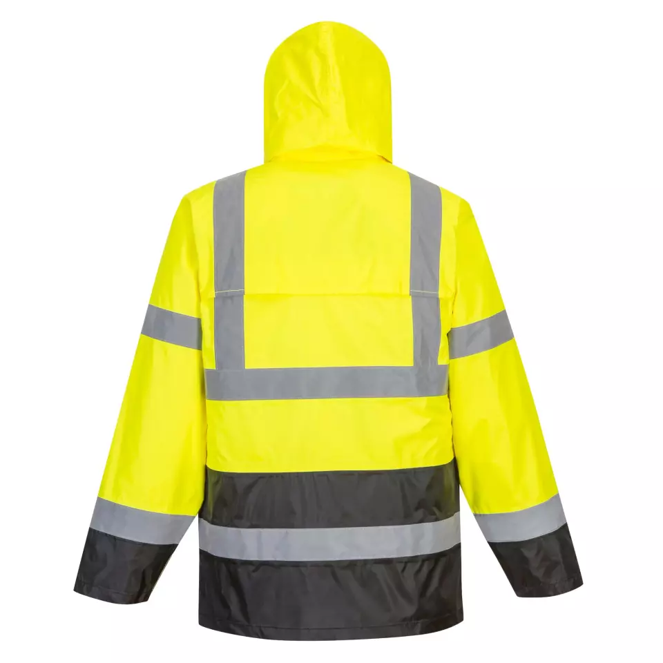 Portwest H443YBR, Hi-Vis Contrast Classic Rain Jacket, Yellow/Black, image 4, gallery thumbnail