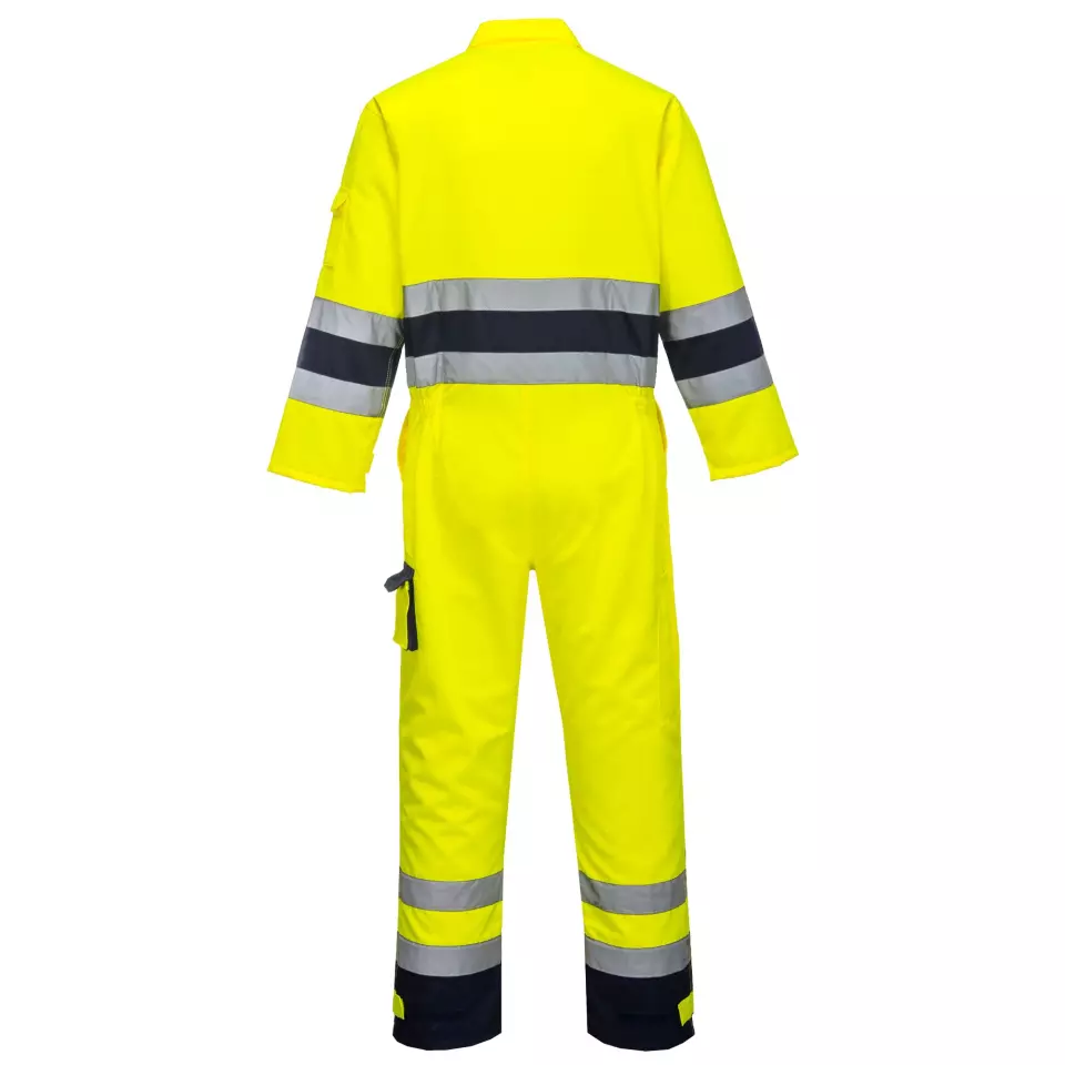 Portwest TX55YNR, Nantes Hi-Vis Contrast Work Coverall, Yellow/Navy, image 2, gallery thumbnail