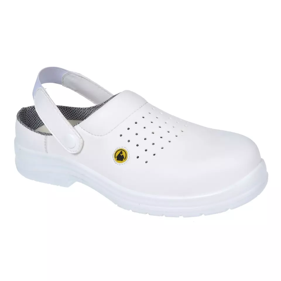 Portwest FC03WHR, Compositelite ESD Perforated Safety Clog SB AE, White, image 1, gallery thumbnail