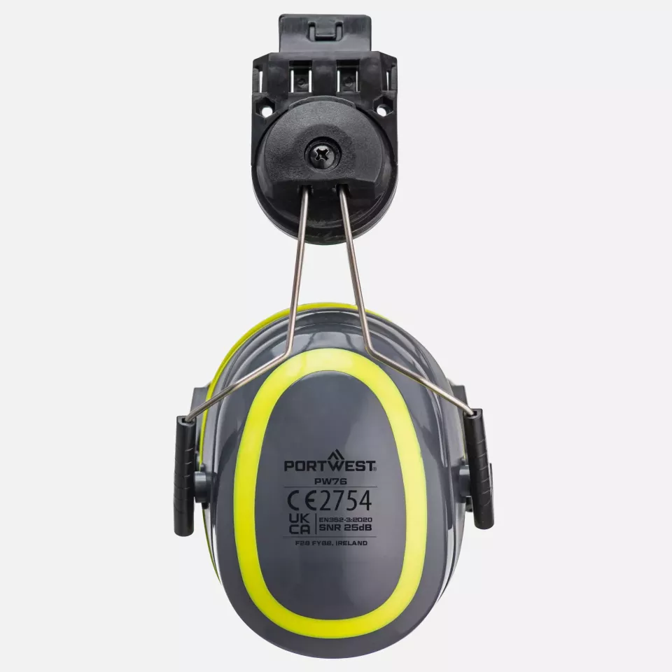 Portwest PW76GYR, HV Extreme Ear Defenders Medium Clip-On, Grey/Yellow, image 2, gallery thumbnail