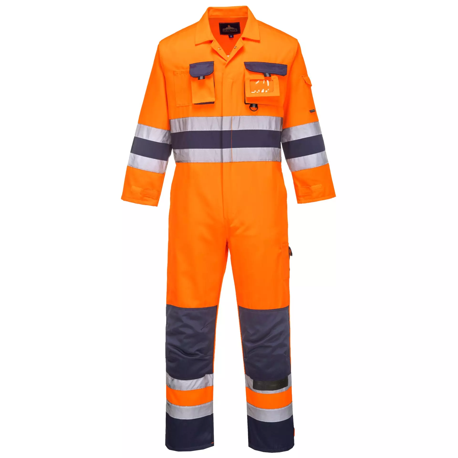 Portwest TX55ONR, Nantes Hi-Vis Contrast Work Coverall, Orange/Navy, image 1