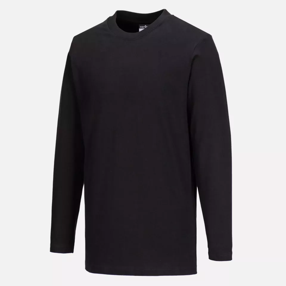 Portwest B196BKR, Long Sleeve T-Shirt, Black, image 2, gallery thumbnail