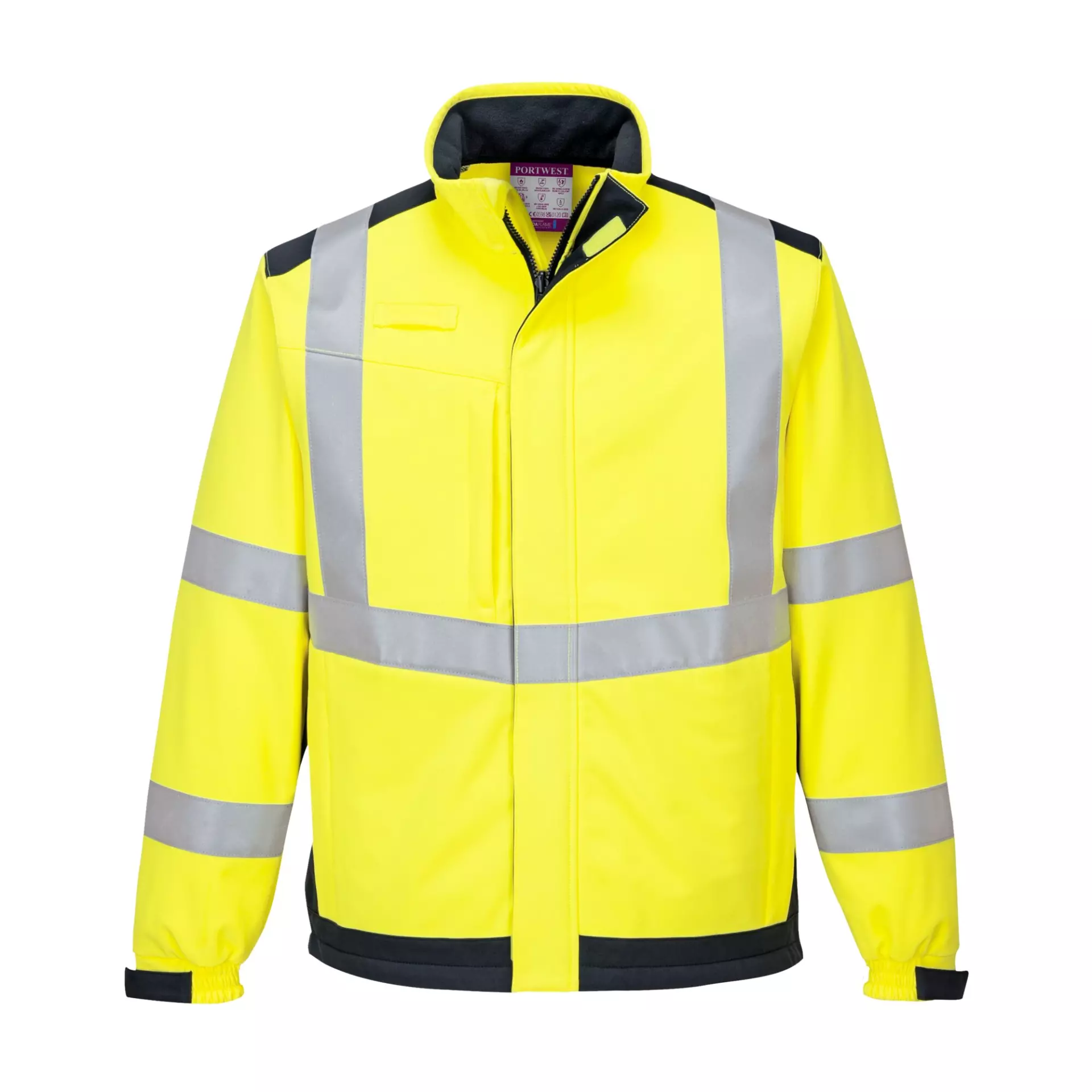 Portwest MV72YNR, Modaflame Multi Norm Arc Softshell Jacket, Yellow/Navy, image 1