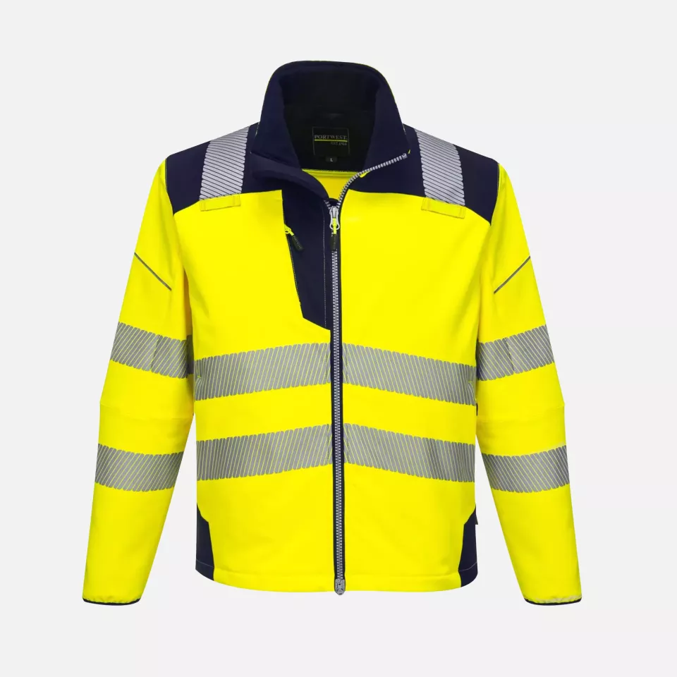 Portwest T402YNR, PW3 Hi-Vis Softshell (3L), Yellow/Navy, image 1, gallery thumbnail