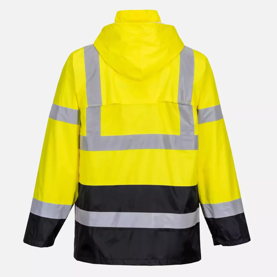 Portwest H443YBR, Hi-Vis Contrast Classic Rain Jacket, Yellow/Black, image 3, gallery thumbnail