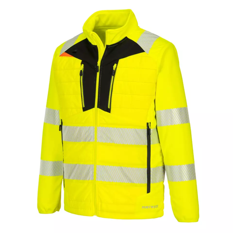 Portwest DX473YBR, DX4 Hi-Vis Hybrid Baffle Jacket, Yellow/Black, image 3, gallery thumbnail