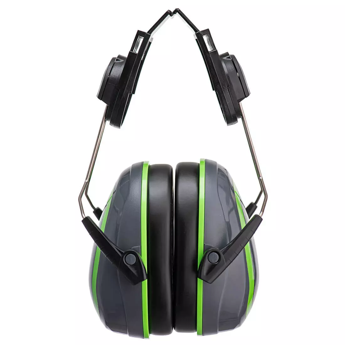 Portwest PW75GGN, HV Extreme Ear Defenders Low Clip-On, Grey/Green, image 1