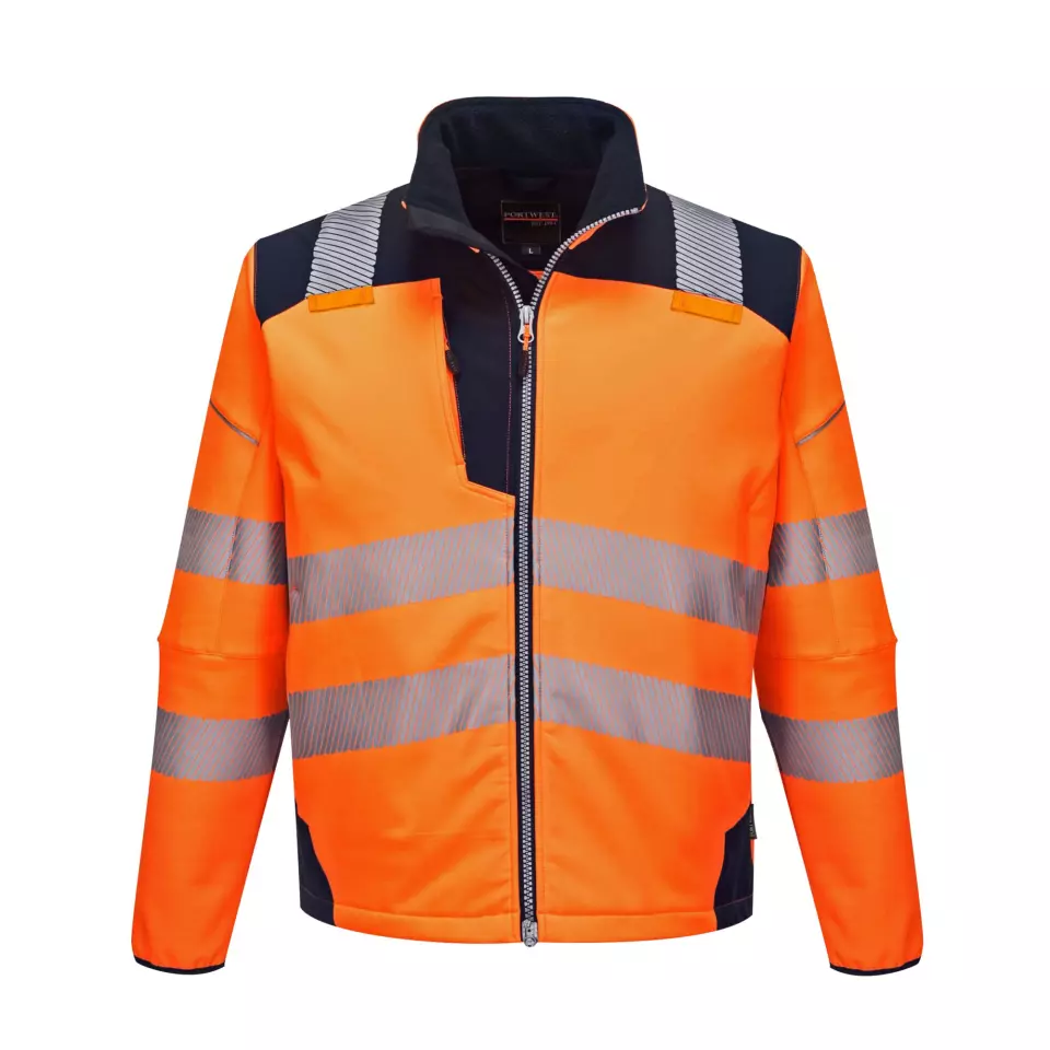 Portwest T402ONR, PW3 Hi-Vis Softshell (3L), Orange/Navy, image 1, gallery thumbnail