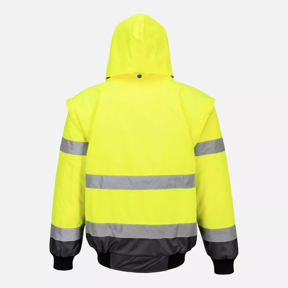 Portwest C465YGY, Hi-Vis 3-in-1 Contrast Bomber Jacket, Yellow/Grey, image 2, gallery thumbnail