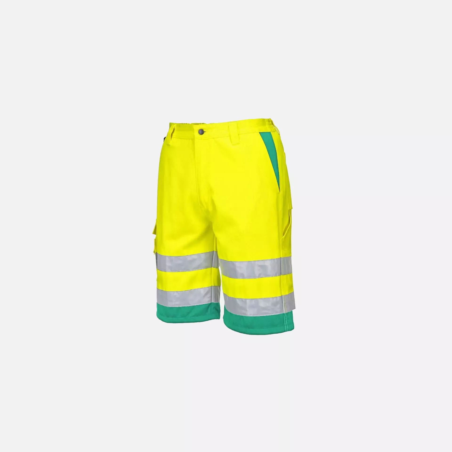 Portwest L043YTR, Hi-Vis Lightweight Polycotton Shorts, Yellow/Teal, image 4