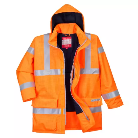 Portwest Bizflame Rain Hi-Vis Antistatic FR Jacket, Orange
