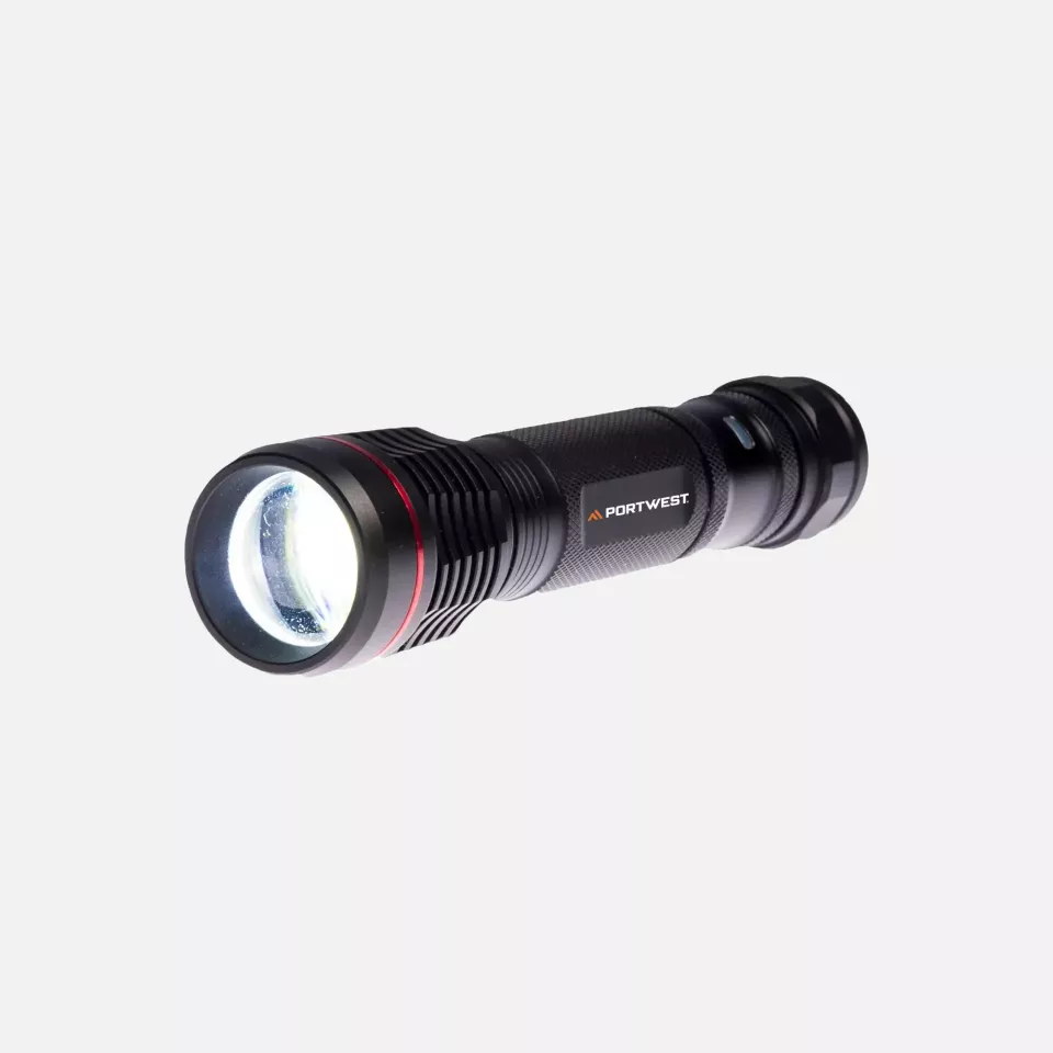 Portwest PA75BKR, USB Rechargeable Torch, Black, image 2, gallery thumbnail
