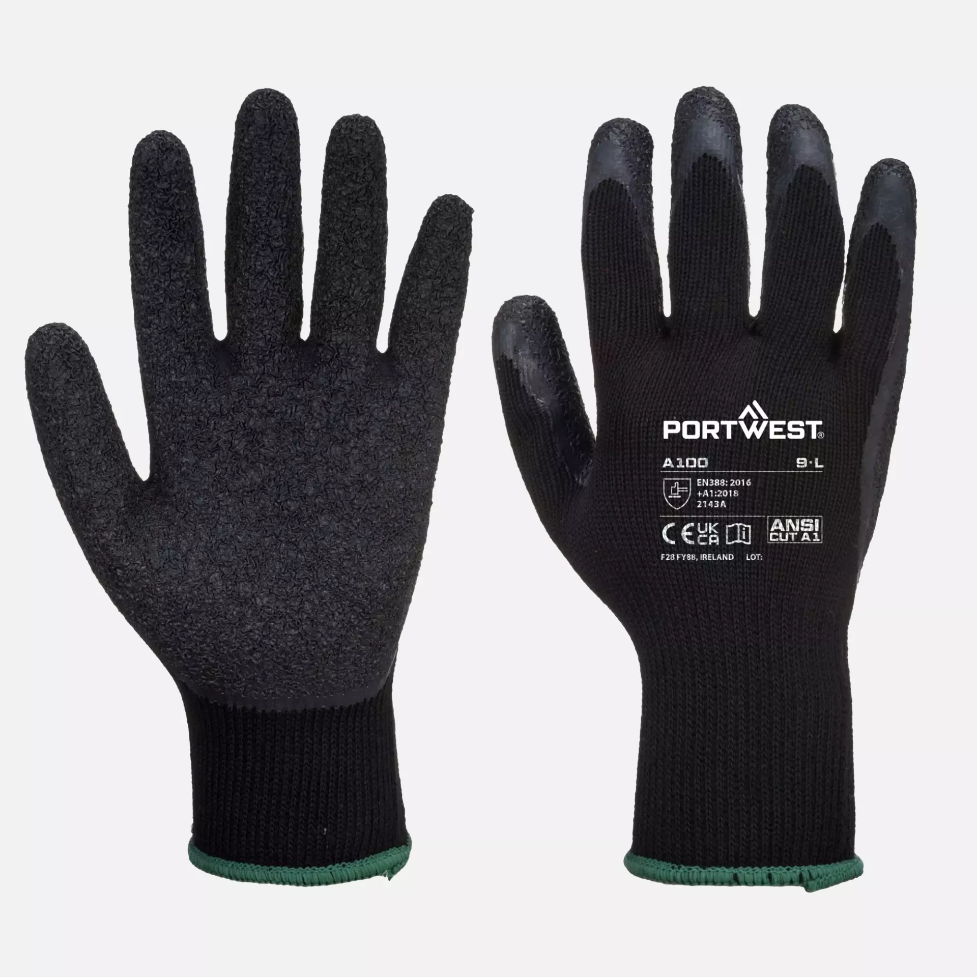 Portwest A100K8R, Grip Glove - Latex, Black, image 2