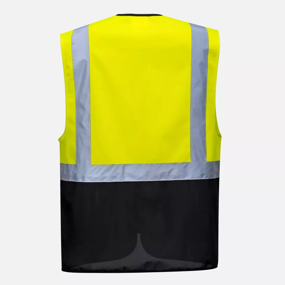 Portwest C476YBR, Warsaw Hi-Vis Contrast Executive Vest, Yellow/Black, image 3, gallery thumbnail