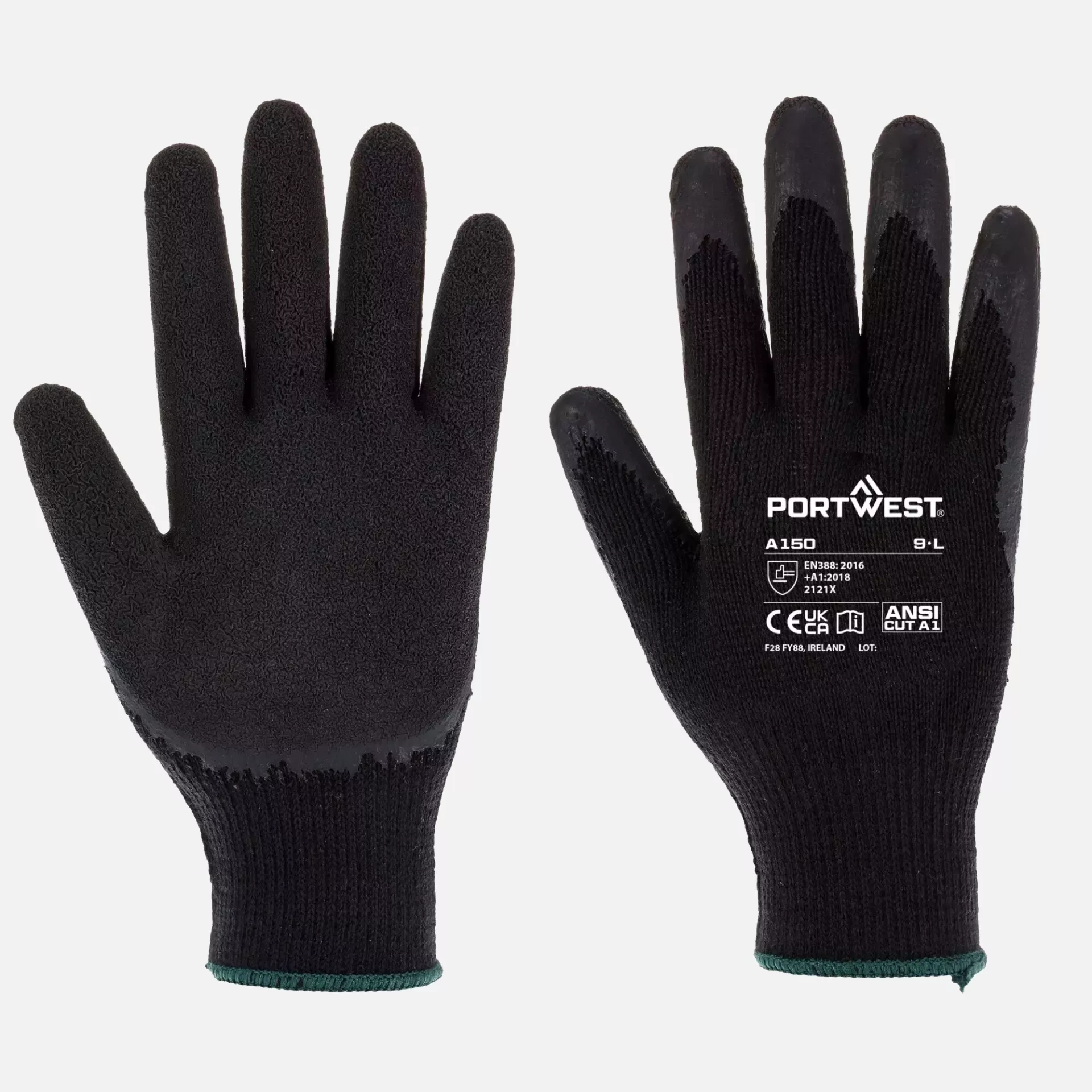 Portwest A150K8R, Classic Grip Glove - Latex, Black, image 3