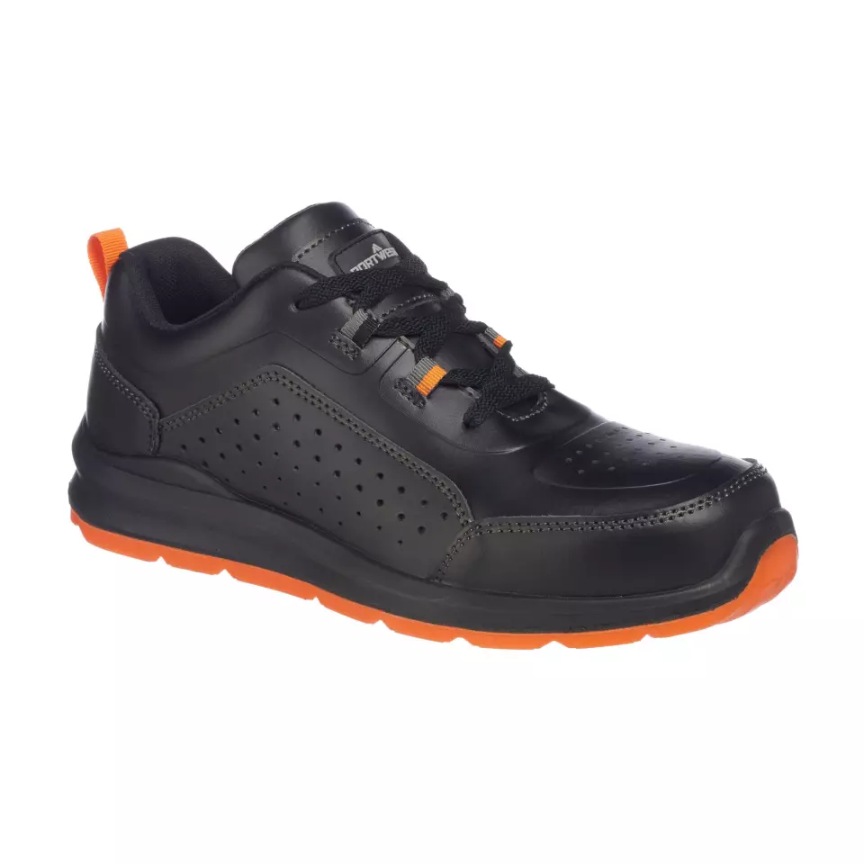Portwest FC09BKO, Compositelite Perforated Safety Trainer S1P, Black/Orange, image 1, gallery thumbnail