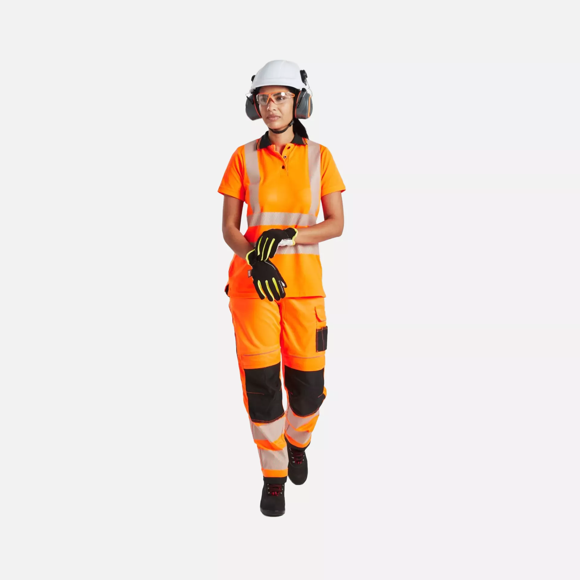 Portwest LW72OBR, Hi-Vis Women's Cotton Comfort Pro Polo Shirt S/S, Orange/Black, image 11