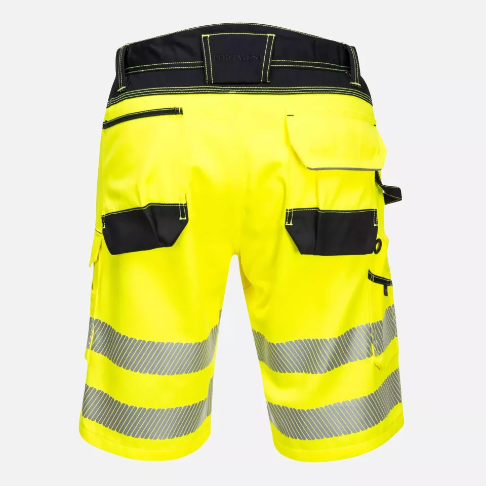 Portwest PW348YBR, PW3 Hi-Vis Shorts, Yellow/Black, image 2, gallery thumbnail