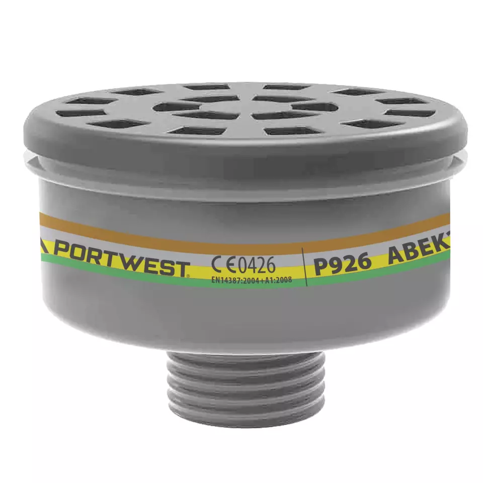 Portwest P926BKR, ABEK2 Gas Filter Universal Thread, Black, image 1, gallery thumbnail