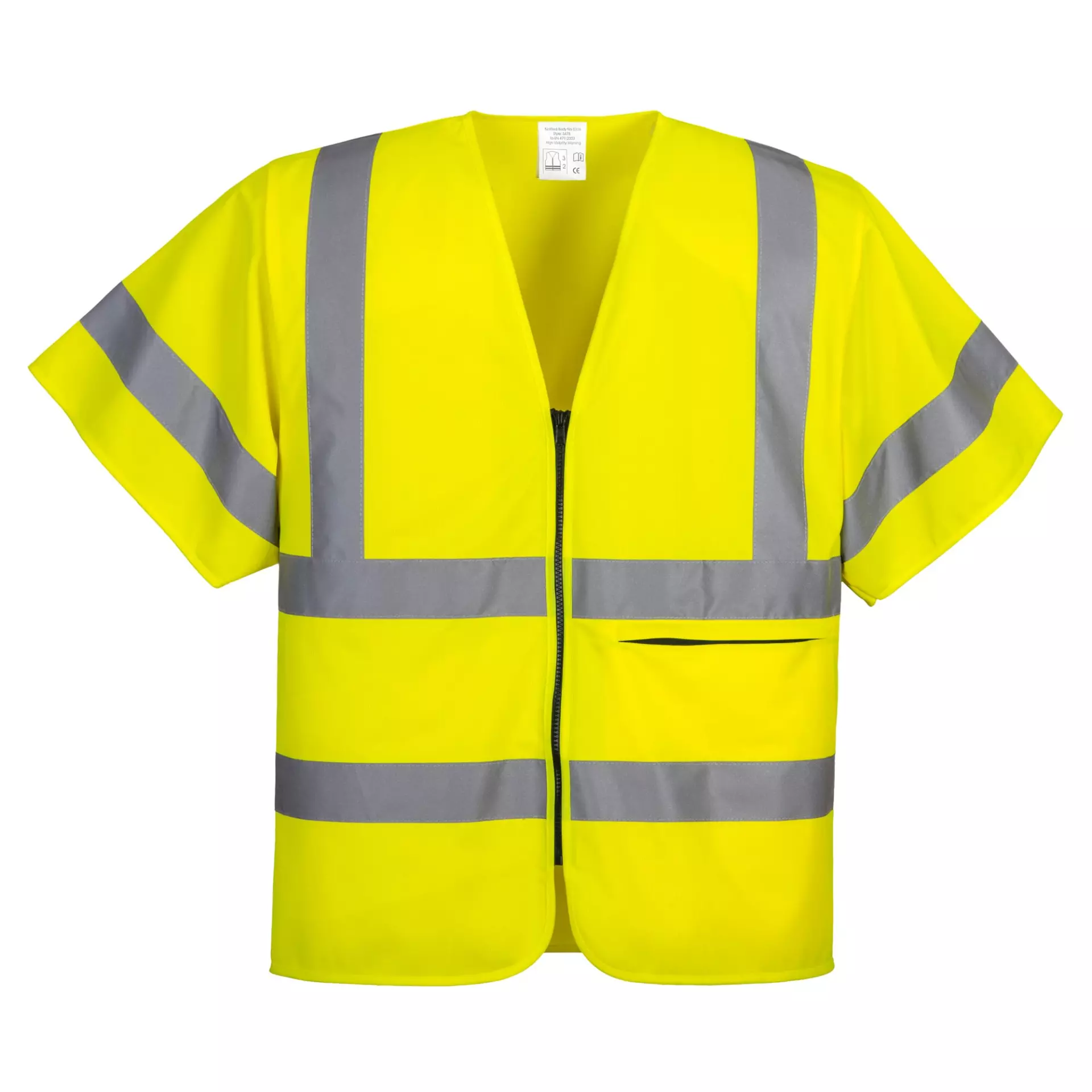 Portwest C372YER, Hi-Vis Band and Brace Zip Vest S/S, Yellow, image 1