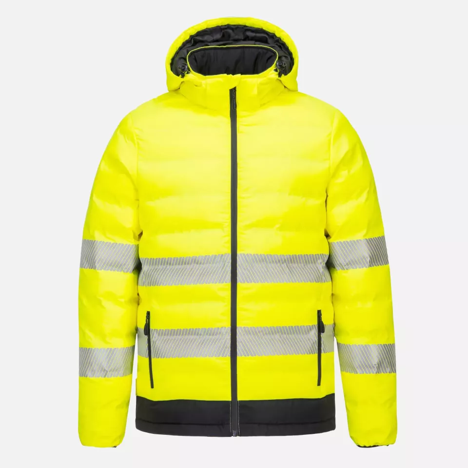 Portwest S548YBR, Hi-Vis Ultrasonic Heated Tunnel Jacket, Yellow/Black, image 1, gallery thumbnail
